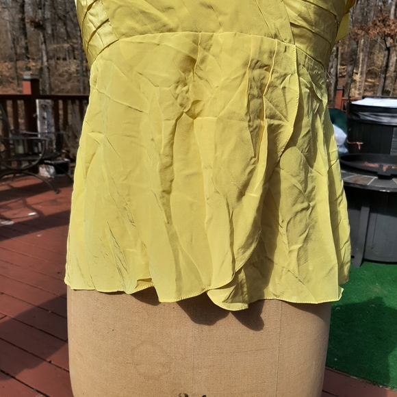 BCBGMaxAzria Yellow Silk Halter Top L - Picture 3 of 9